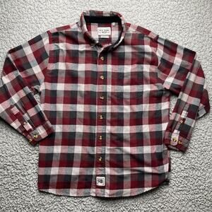 Real Work Wear Flannel Shirt Mens XL Red Plaid Long Sleeve Lumberjack